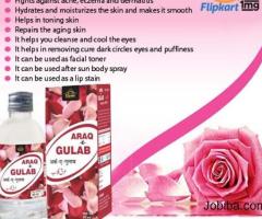 Araq-E-Gulabhas health benefits for the facial Skin, heart, and brain.