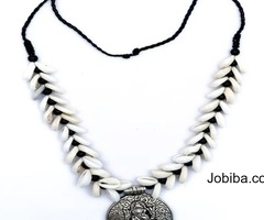 Lord Ganesh pendent with seashell and Black string Necklace in Hyderabad - Akarshans