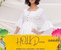 Our stunning White Holi Festival Dress and Salwar Suits at JOVI Fashion.